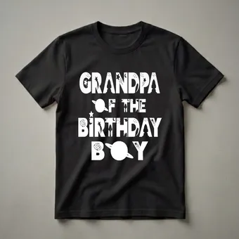 Grandpa Of The Birthday Astronaut Boy Space Theme T-Shirt