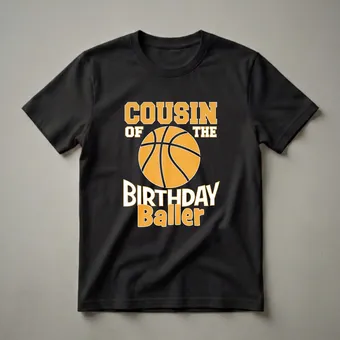 Cousin of the Birthday Baller Basketball Graphic T-Shirt