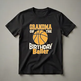 Grandma Of The Birthday Baller Basketball T-Shirt for Grandmothers