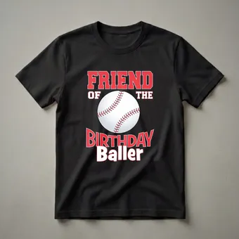 Friend of the Birthday Baller Baseball Graphic T-Shirt
