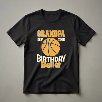 Grandpa Of The Birthday Baller Basketball Graphic Themed T-Shirt