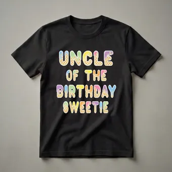 Uncle Of The Birthday Sweetie Ice Cream Cone Graphic T-Shirt