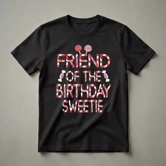 Friend Of The Birthday Sweetie Candy Themed Graphic T-Shirt