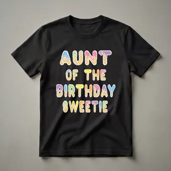 Aunt of the Birthday Sweetie Ice Cream Cone Graphic T-Shirt