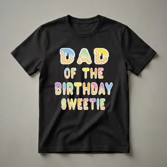 Dad Of The Birthday Sweetie Ice Cream Cone Graphic T-Shirt