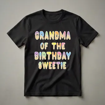 Grandma Of The Birthday Sweetie Ice Cream Cone Graphic T-Shirt