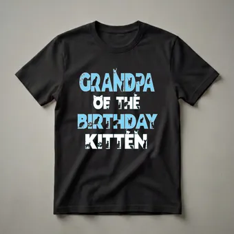 Grandpa Of The Birthday Kitten Graphic T-Shirt for Cat Lovers