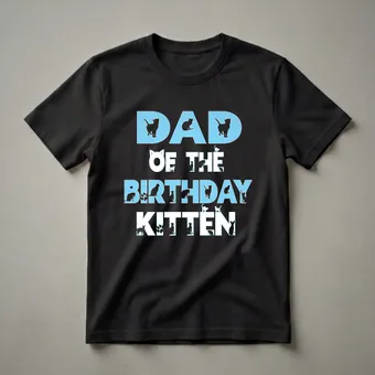 Dad Of The Birthday Kitten Girl Cat Lover Graphic T-Shirt
