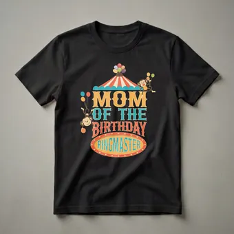 Mom Of The Birthday Ringmaster Circus Party T-Shirt for Moms
