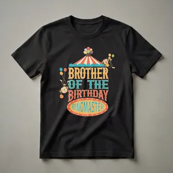 Brother of the Birthday Ringmaster Circus Graphic Balloon T-Shirt