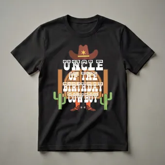 Uncle of the Birthday Cowboy Rodeo Graphic T-Shirt for Family