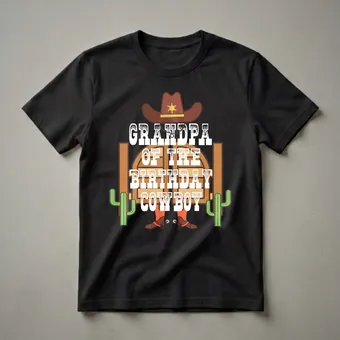 Grandpa Of The Birthday Cowboy Rodeo Graphic T-Shirt