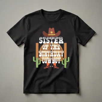 Sister Of The Birthday Cowboy Rodeo Graphic T-Shirt for Kids