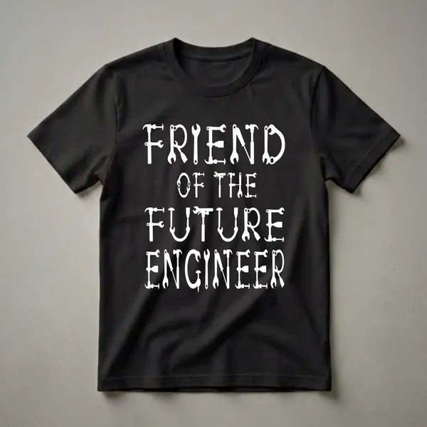 White text that reads 'Friend Of The Future Engineer' constructed from various tools like hammers, wrenches, and screwdrivers, displayed on a black background.