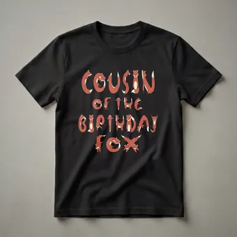 Cousin of the Birthday Fox Graphic T-Shirt for Family Parties