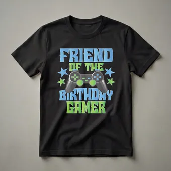 Friend of the Birthday Gamer Graphic T-Shirt for Boys and Girls