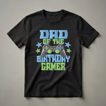 Dad Of The Birthday Gamer Boys And Girls Graphic T-Shirt