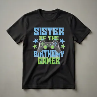 Sister of the Birthday Gamer Graphic T-Shirt for Gaming Parties