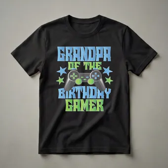 Grandpa Of The Birthday Gamer Boys And Girls T-Shirt