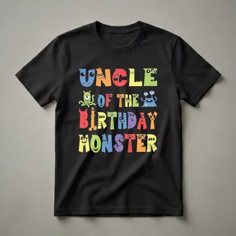 Uncle of the Birthday Monster Funny Alien Kid Birthday T-Shirt