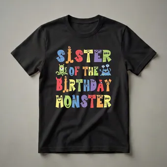 Sister Of The Birthday Monster Kid's Birthday Party T-Shirt