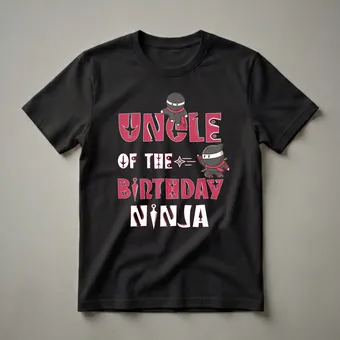 Uncle of the Birthday Ninja Boy and Girl Graphic T-Shirt