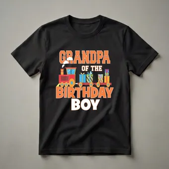 Grandpa Of The Birthday Boy Train Graphic T-Shirt for Grandfathers