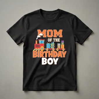 Mom Of The Birthday Boy Train Lover Graphic T-Shirt
