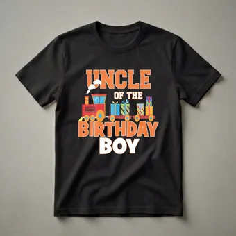 Uncle of the Birthday Boy Train Graphic T-Shirt for Parties