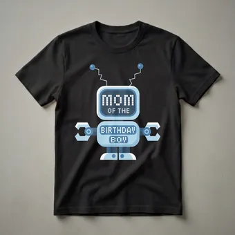 Mom Of The Birthday Boy Robot Graphic T-Shirt for Robot Lovers