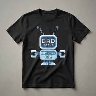 Dad Of The Birthday Boy Robot Graphic T-Shirt for Parties