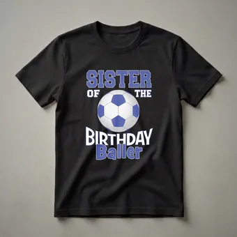 Sister of the Birthday Baller Soccer Fan T-Shirt