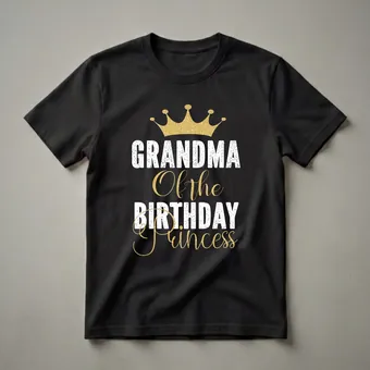 Grandma Of The Birthday Princess Crown Graphic T-Shirt