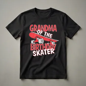 Grandma of the Birthday Skater Graphic T-Shirt