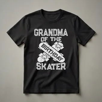 Grandma of the Birthday Skater Graphic Girl T-Shirt
