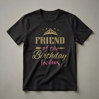 Friend of the Birthday Twins Graphic T-Shirt for Kids