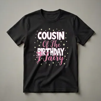 Cousin of the Birthday Fairy Princess Graphic T-Shirt for Girls