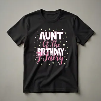 Aunt of the Birthday Fairy Princess Graphic T-Shirt for Aunts
