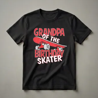 Grandpa of the Birthday Skater Graphic T-Shirt