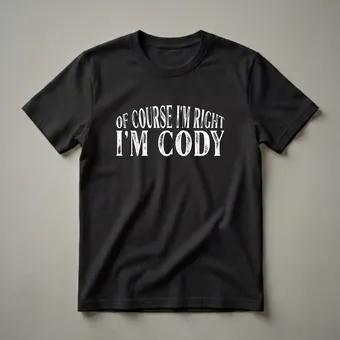 Of Course I'm Right I'm Cody Personalized Name T-Shirt