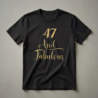 47 And Fabulous Gold Glitter Graphic T-Shirt for 47th Birthday