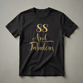 88 And Fabulous Gold Glitter Graphic T-Shirt for Women