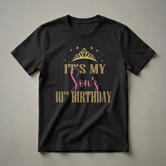 It's My Son's 10th Birthday Crown Graphic T-Shirt for Boys
