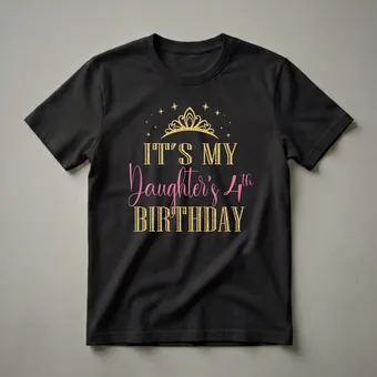 Daughter's 4th Birthday Queen Tiara Graphic T-Shirt for Girls