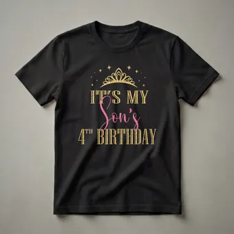 It's My Son's 4th Birthday Queen Crown Graphic T-Shirt