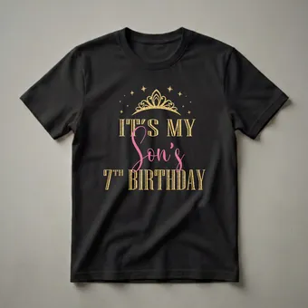 It's My Son's 7th Birthday Crown Graphic T-Shirt for Boys