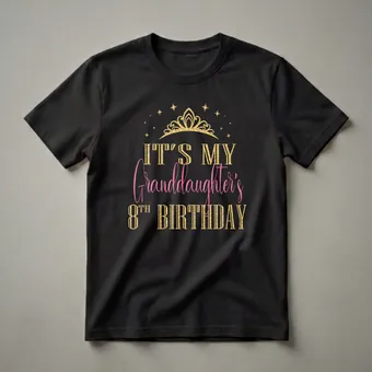 It's My Granddaughter's 8th Birthday Queen Crown Graphic T-Shirt