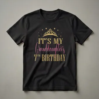 It's My Granddaughter's 7th Birthday Queen Crown Graphic T-Shirt