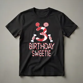 3rd Birthday Sweetie Candy Themed Graphic T-Shirt for Girls