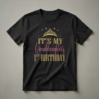 It's My Granddaughter's 1st Birthday Queen Graphic T-Shirt